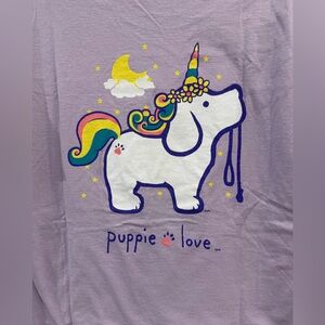Puppie Love Purple Unicorn Short Sleeve T-Shirt, Woman’s XL